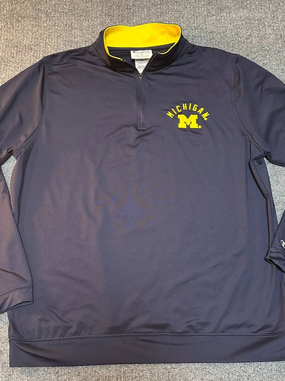 Michigan Wolverines Champion Athleticwear Quarterzip Navy Blue Large Longsleeve